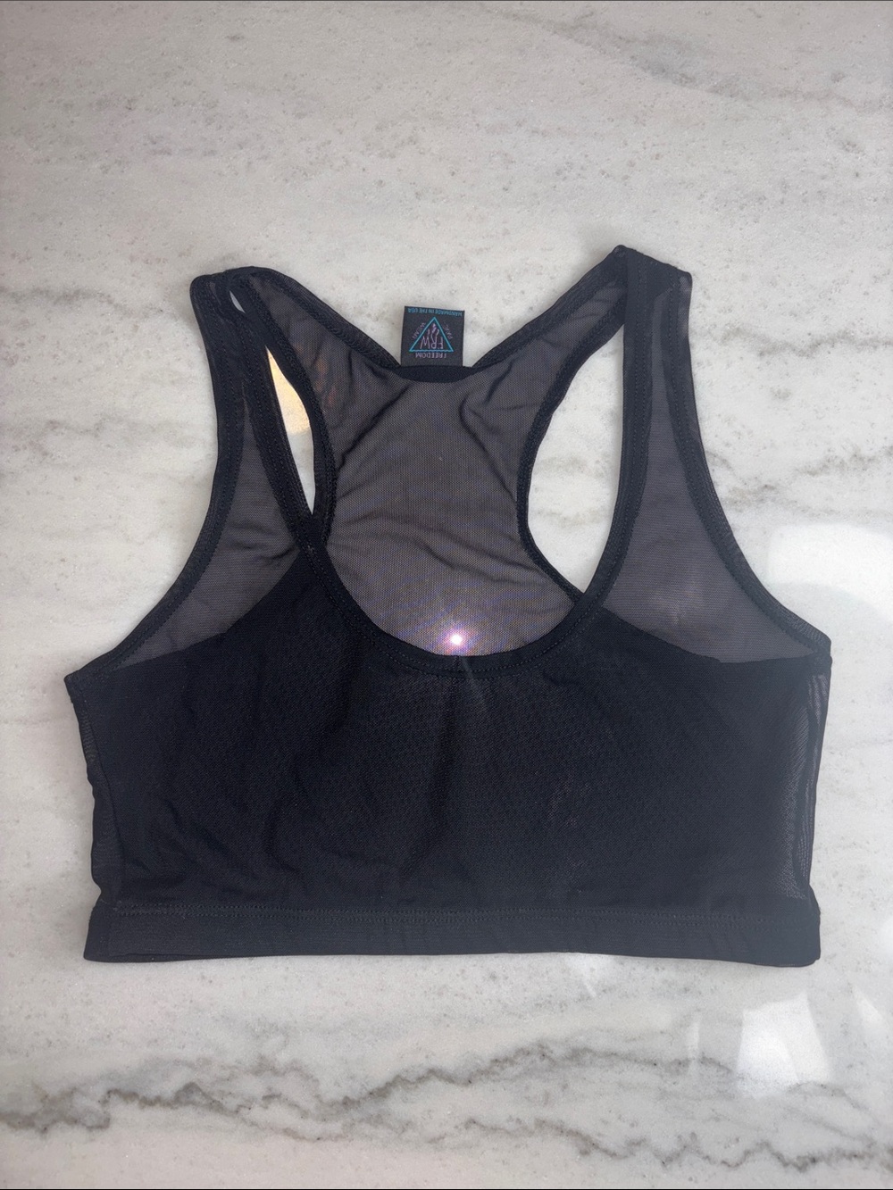 Freedom Rave Wear Black Mesh Racerback Crop Top SMALL NEW